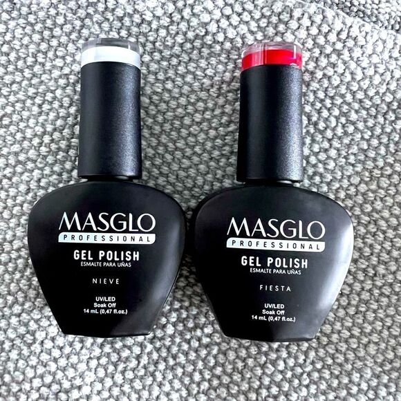 MASGLO Professional Set Gel Polish Red Fiesta And White Snow Colors UV LED